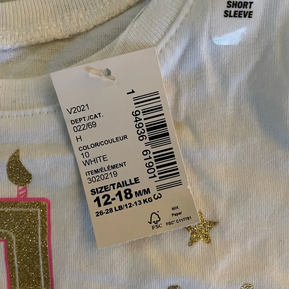 NWT The Children’s Place I am 1 sparkly birthday girl shirt size 12 to 18m